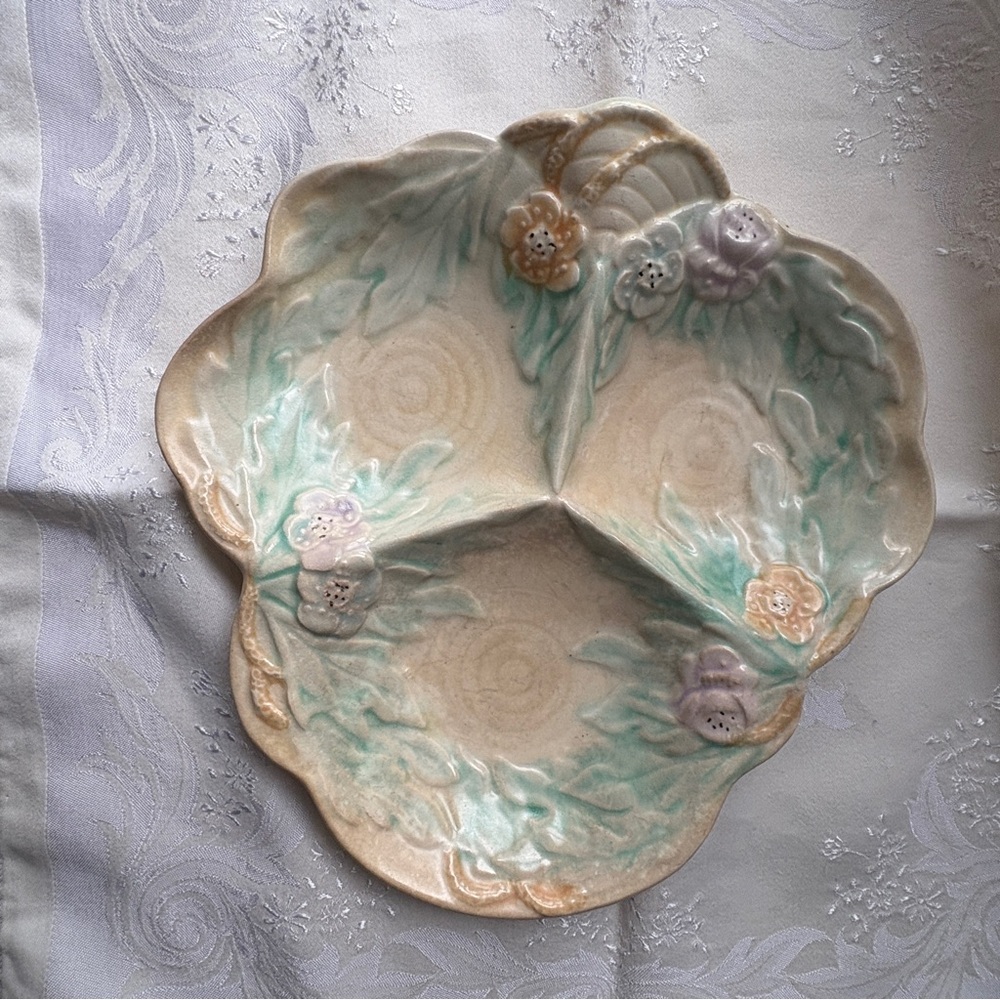 Avonware Three Section Vintage Floral Serving dish
